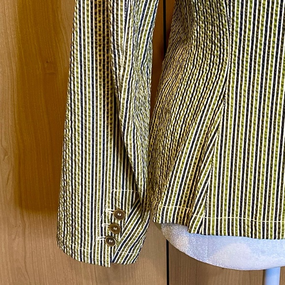 Rivamonti (Cucinelli) cotton blue and green striped seersucker blazer - Picture 3 of 9